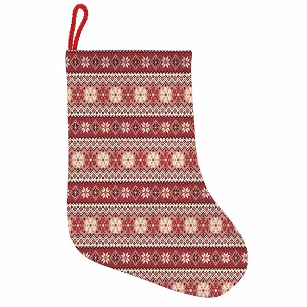 Abakuhaus Calzini Natalizi Nordici Da Appendere A Forma Di Stivali Di Babbo Natale, Natale Scandinavo Neve, Calza Natalizia Da Appendere, 25X35 Cm, Corallo Scuro Blush Bianco-image