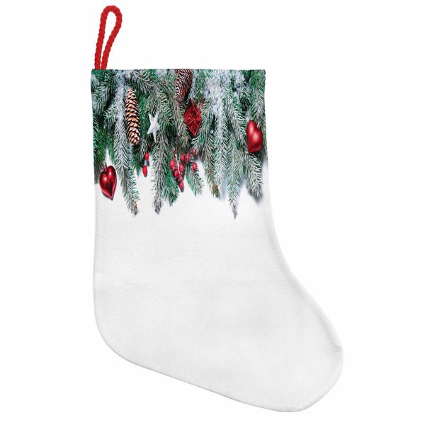 Abakuhaus Natale Stivali Di Babbo Natale Da Appendere Calze Di Natale, Stelle Bacche Natale, Calza Di Natale Da Appendere, 25X35 Cm, Verde Rosso-image