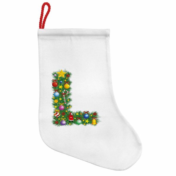 Abakuhaus Lettera L Stivali Di Babbo Natale Da Appendere Calze Natalizie, Pino Majuscule L, Calza Natalizia Da Appendere, 35X50 Cm, Multicolore-image