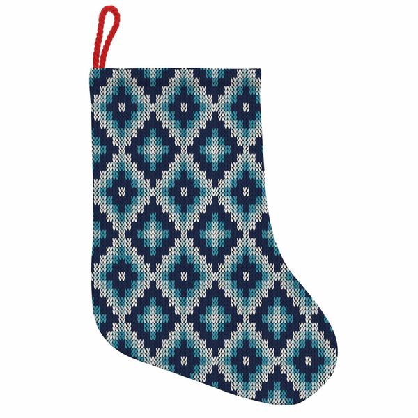 Abakuhaus Calze Natalizie Nordiche Da Appendere, Stile Fair Isle Etnico, Calze Natalizie Da Appendere, 25X35 Cm, Blu Pallido Blu Navy-image