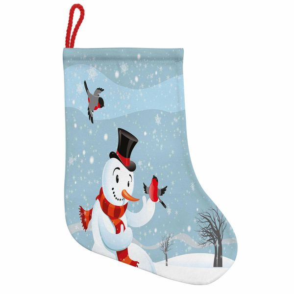 Abakuhaus Pupazzo Di Neve Stivali Di Babbo Natale Da Appendere Calze Di Natale, Uccellini Di Capodanno, Calza Di Natale Da Appendere, 35X50 Cm, Multicolore-image
