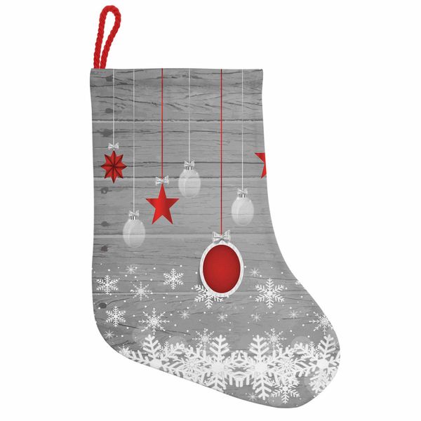 Abakuhaus Natale Stivali Di Babbo Natale Da Appendere Calze Natalizie, Stelle Glitterate, Neve, Calza Natalizia Da Appendere, 35X50 Cm, Grigio, Rosso, Bianco-image