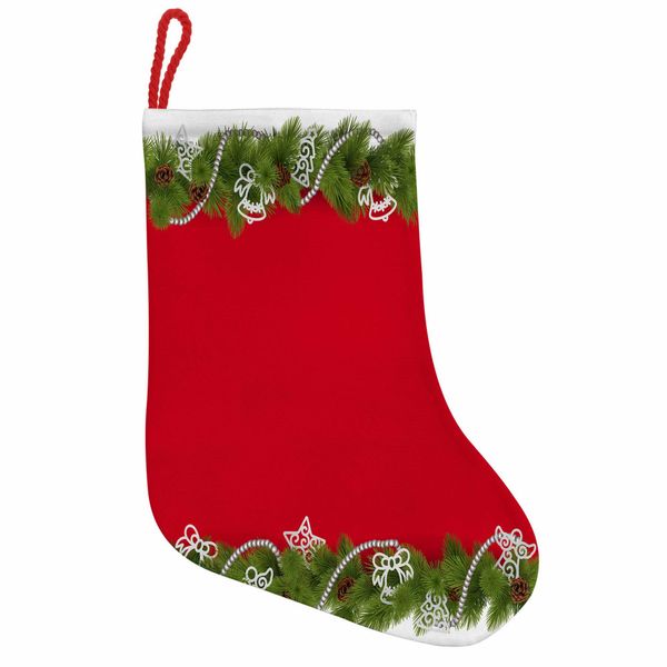 Abakuhaus Natale Stivali Di Babbo Natale Da Appendere Calze Natalizie, Abete Rosso, Calza Natalizia Da Appendere, 35X50 Cm, Rosso, Verde, Bianco-image