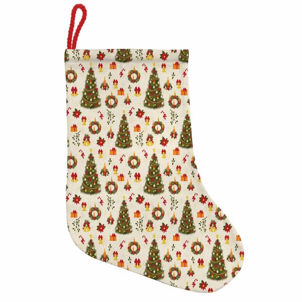 Abakuhaus Natale Stivali Di Babbo Natale Da Appendere Calze Di Natale, Alberi Cartoon Campanelle, Calza Di Natale Da Appendere, 25X35 Cm, Multicolore-image