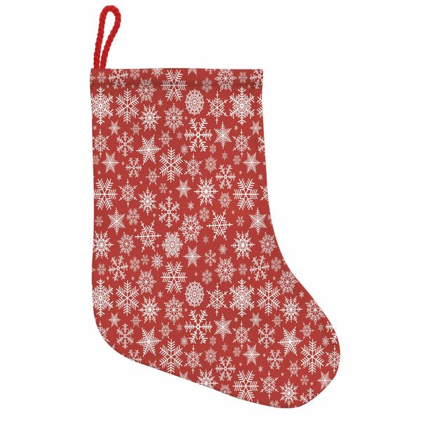 Abakuhaus Rosso Stivali Di Babbo Natale Da Appendere Calze Natalizie, Vari Fiocchi Di Neve Invernali, Calza Natalizia Da Appendere, 35X50 Cm, Rosso-Bianco-image