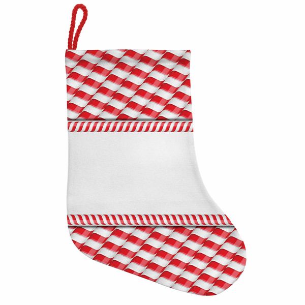 Abakuhaus Calzini Natalizi Con Stivali Di Babbo Natale Appesi, Bordo Natalizio Astratto, Calzini Natalizi Da Appendere, 25X35 Cm, Rosso E Bianco-image