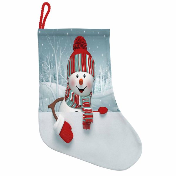 Abakuhaus Pupazzo Di Neve Stivali Di Babbo Natale Da Appendere Calze Di Natale, Alberi Mascotte 3D Sorridenti, Calza Di Natale Da Appendere, 25X35 Cm, Multicolore-image