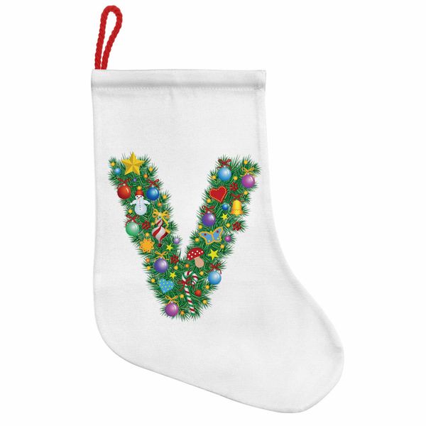 Abakuhaus Lettera V Stivali Di Babbo Natale Da Appendere Calze Natalizie, Campanelle Decorative, Calze Natalizie Da Appendere, 25X35 Cm, Multicolore-image