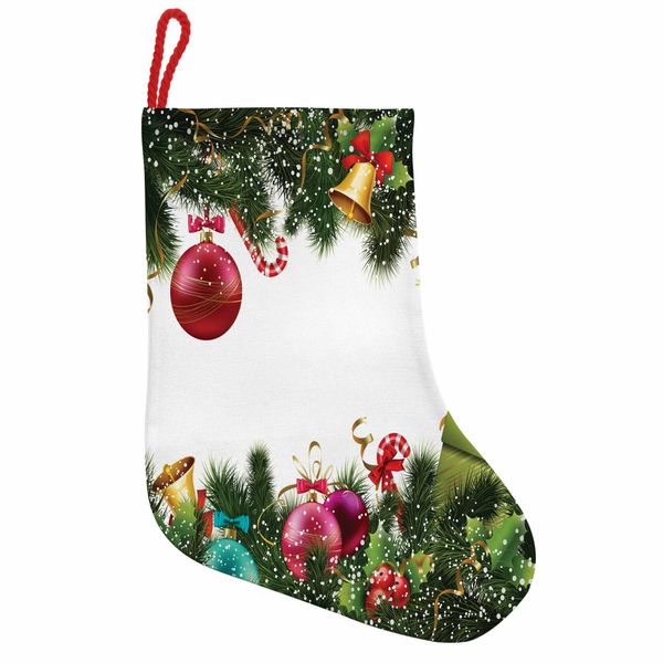 Abakuhaus Natale Stivali Di Babbo Natale Da Appendere Calze Natalizie, Festeggiamenti Di Capodanno, Calza Natalizia Da Appendere, 25X35 Cm, Verde Marrone-image