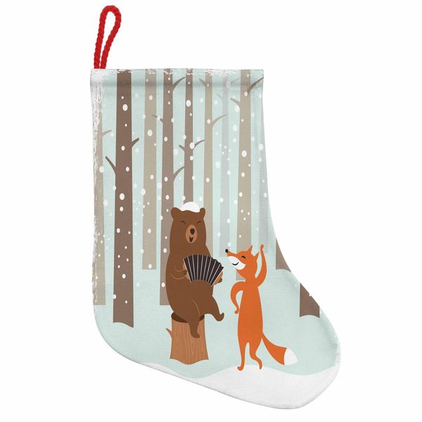 Abakuhaus Calze Natalizie Da Appendere, Orso Con Fisarmonica Fox, Calza Natalizia Da Appendere, 25X35 Cm, Multicolore-image