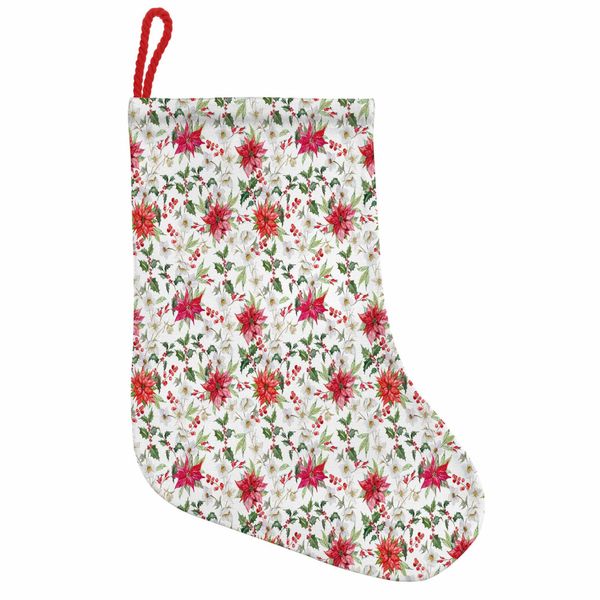 Abakuhaus Acquerello Stivali Di Babbo Natale Da Appendere Calze Natalizie, Poinsettia Rowan, Calza Natalizia Da Appendere, 25X35 Cm, Vermilion Verde Magenta-image
