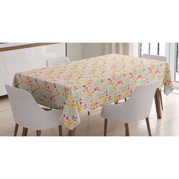 Abakuhaus Tovaglia A Fiori, Motivo Floreale, Adatta Per Interni Ed Esterni, Lavabile, Stampa Chiara, Non Sbiadisce, 140 X 170 Cm, Champagne Multicolore-image