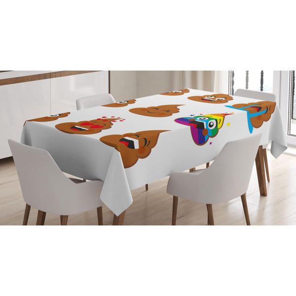 Abakuhaus Tovaglia Con Emoticon Cacca, Disegni Animati Di Feci, Adatta Per Interni Ed Esterni, Lavabile, Stampa Chiara, Non Sbiadisce, 140 X 170 Cm, Pale Caramel Multicolor-image