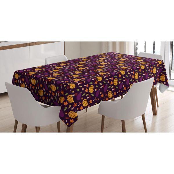 Abakuhaus Tovaglia Autunnale, Funghi E Verdure Di Stagione, Adatta Per Interni Ed Esterni, Lavabile, Stampa Chiara, Non Sbiadisce, 140 X 170 Cm, Marrone Scuro E Calendula.-image