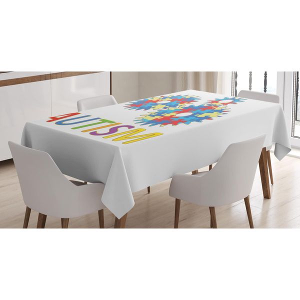 Abakuhaus Tovaglia Per Autismo, Motivi Simbolici Colorati, Facile Da Pulire, Lavabile, Stampa Resistente Al Lavaggio, Non Sbiadisce, Per Esterni, 140 X 170 Cm, Multicolore-image