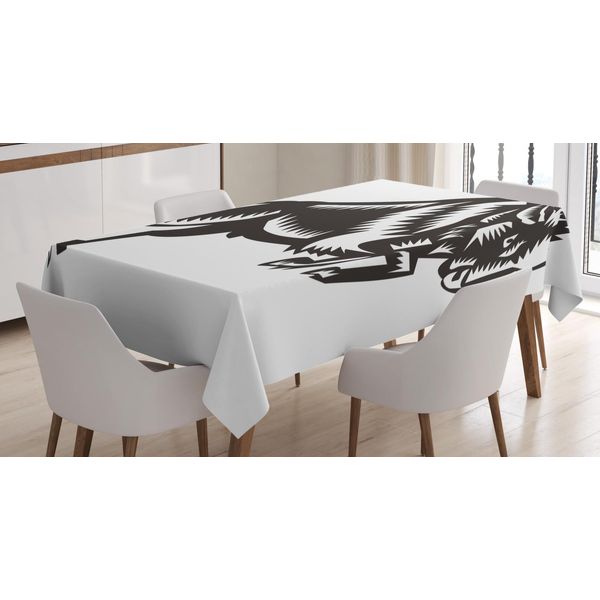 Abakuhaus Tovaglia Buffalo, Monocromatica Cresta Bisonte Arte, Adatta Per Uso Esterno Lavabile Colori Resistenti Colori Chiari Resistente Allo Sporco, 140 X 170 Cm, Grigio Scuro Bianco-image