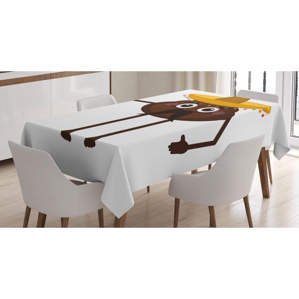 Abakuhaus Tovaglia Con Emoticon Cacca, Una Divertente Defecazione Messicana, Adatta Per Interni Ed Esterni, Lavabile, Stampa Chiara, Non Sbiadisce, 140 X 170 Cm, Cioccolato Terra Giallo-image