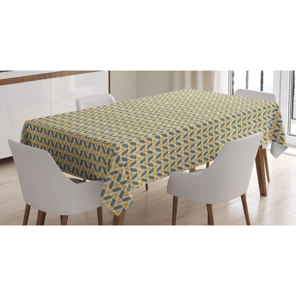 Abakuhaus Tovaglia Astratta, Motivi Geometrici A Zigzag, Adatta Per Interni Ed Esterni, Lavabile, Stampa Chiara, Non Sbiadisce, 140 X 170 Cm, Guscio D'uovo Giallo Scuro-image