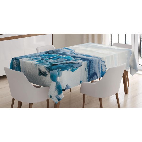 Abakuhaus Tovaglia Island, Glacial Lagoon Montuosa, Facile Da Pulire Lavabile Stampa Resistente Al Lavaggio Nessuno Scolorimento Per Uso Esterno, 140 X 170 Cm, Blu Mare Bianco-image