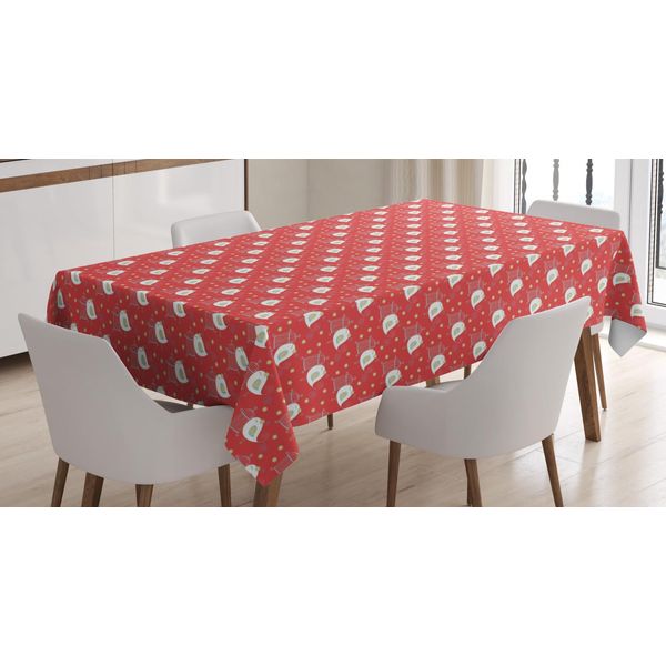 Abakuhaus Tovaglia Con Uccelli, Fiori E Gabbie, Adatta Per Interni Ed Esterni, Lavabile, Stampa Chiara, Non Sbiadisce, 140 X 170 Cm, Corallo Scuro E Avorio-image