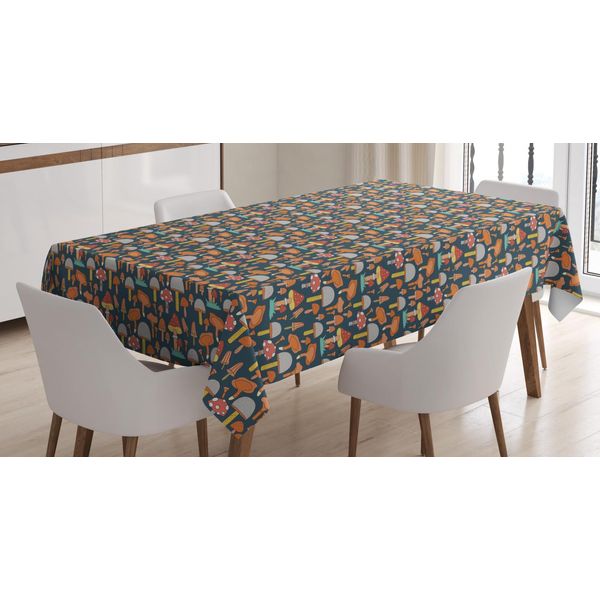 Abakuhaus Tovaglia Con Funghi, Forme E Macchie Divertenti, Adatta Per Interni Ed Esterni, Lavabile, Stampa Chiara, Non Sbiadisce, 140 X 170 Cm, Verde Terra Di Siena Bruciata-image