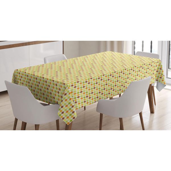 Abakuhaus Tovaglia Autunnale, Foglie Sintetiche A Forma Di Diamante, Adatta Per Interni Ed Esterni, Lavabile, Stampa Chiara, Non Sbiadisce, 140 X 170 Cm, Giallo Pastello Multicolore-image