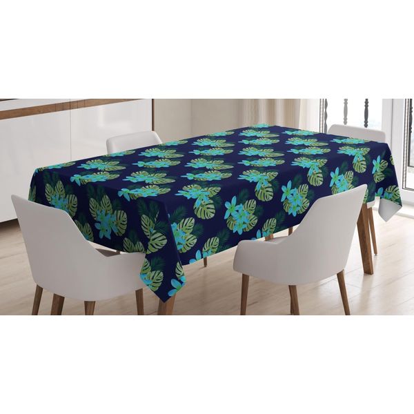 Abakuhaus Tovaglia Tropicale, Fiori E Foglie In Fiore, Adatta Per Interni Ed Esterni, Lavabile, Stampa Chiara, Non Sbiadisce, 140 X 170 Cm, Indaco E Multicolore-image