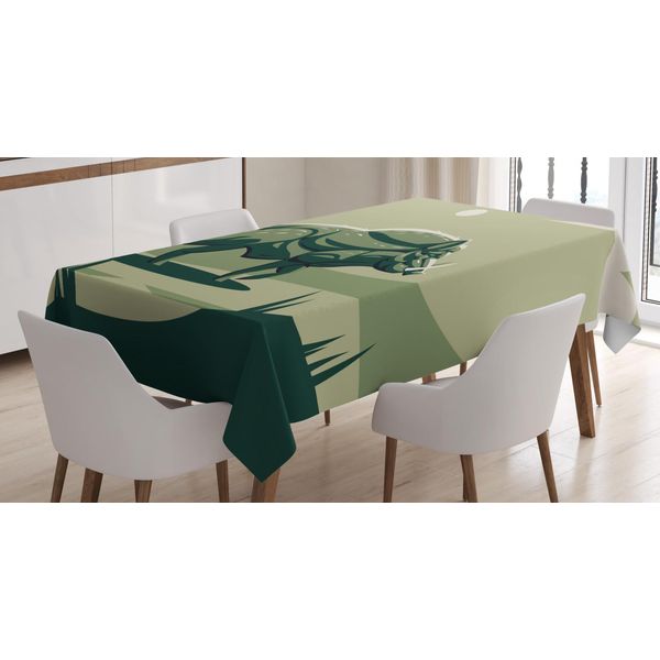 Abakuhaus Tovaglia Finnwal, Cinghiale Selvatico Con Zanne Arte, Resistente Allo Sporco Facile Da Pulire Lavabile Stampa Con Colori Chiari Senza Scolorimento, 140 X 170 Cm, Verde Saggio-Verde Cacciatore-image