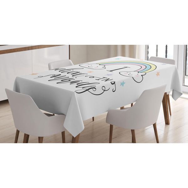 Abakuhaus Tovaglia Con Proverbio, Credo Nei Miracoli Arcobaleno, Adatta Per Interni Ed Esterni Lavabile Stampa Chiara Nessuno Sbiadimento, 140 X 170 Cm, Bianco Multicolore-image
