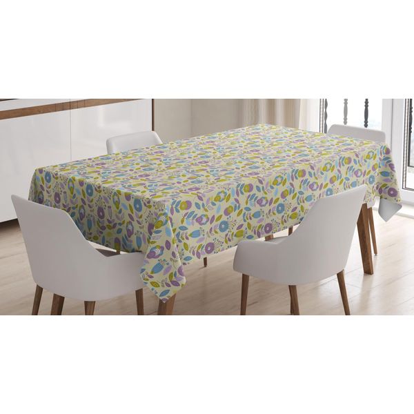 Abakuhaus Tovaglia Floreale, Surreal Funny Flower Strudel, Adatta Per Interni Ed Esterni Lavabile Stampa Chiara Nessuno Scolorimento, 140 X 170 Cm, Pale Lilac Khaki-image