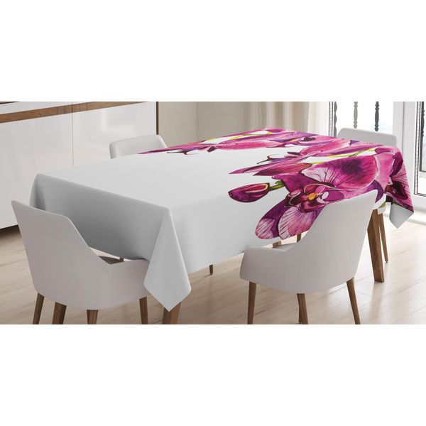 Abakuhaus Tovaglia Floreale, Rami Di Orchidee Femminili, Adatta Per Interni Ed Esterni, Lavabile, Stampa Chiara, Non Sbiadisce, 140 X 170 Cm, Rosa-Rosa Bianco-image