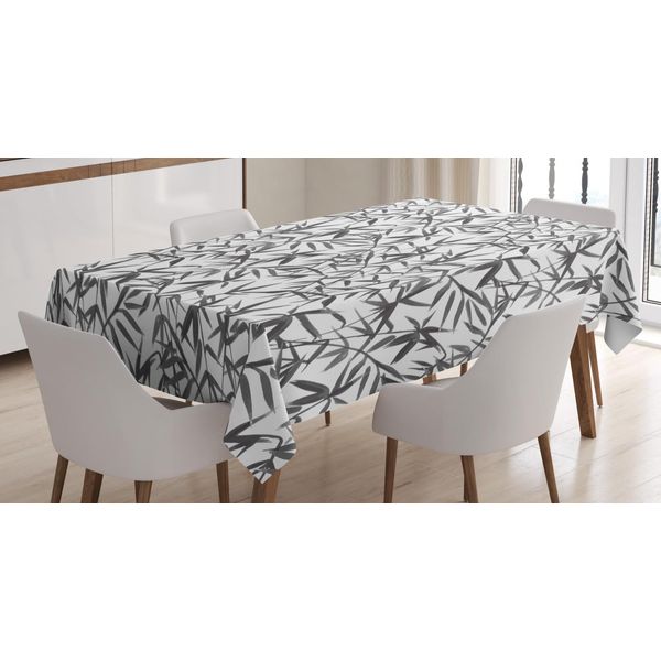 Abakuhaus Tovaglia Stampata In Bambù, Taupe Scuro, Grigio, Bianco, Adatta Per Interni Ed Esterni Lavabile Stampa Chiara Nessuno Scolorimento, 140 X 170 Cm, Acquerello Foglia Esotica-image