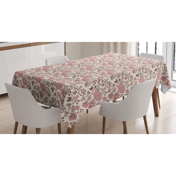 Abakuhaus Tovaglia Floreale, Rami Fioriti Vendemmia, Adatta Per Interni Ed Esterni Lavabile Stampa Chiara Nessuno Scolorimento, 140 X 170 Cm, Guscio D'uovo Salmone-image