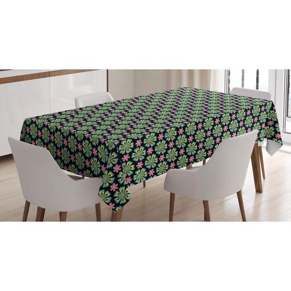 Abakuhaus Tovaglia Floreale, Scarabocchi Tropicali Colorati, Adatta Per Interni Ed Esterni, Lavabile, Stampa Chiara, Non Sbiadisce, 140 X 170 Cm, Rosa Verde Acqua-image