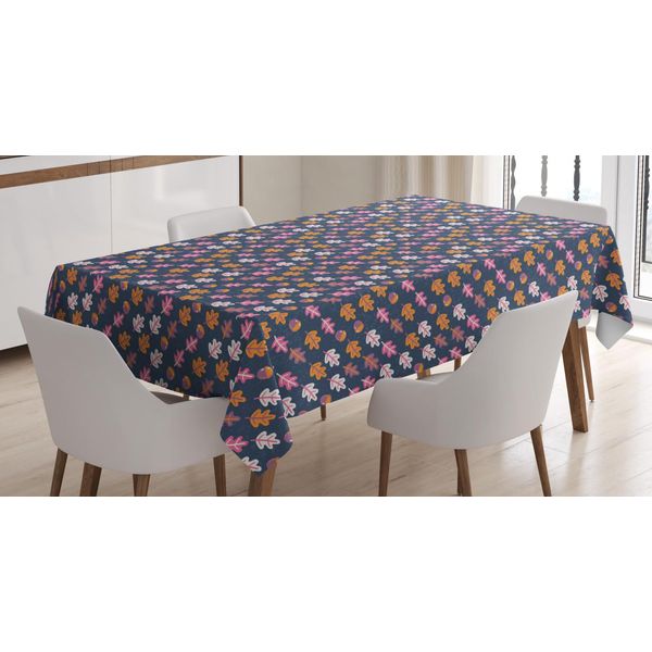 Abakuhaus Tovaglia Autunnale, Foglie Di Quercia E Ghiande Stagione Autunnale, Adatta Per Interni Ed Esterni Lavabile Stampa Chiara Nessuno Scolorimento, 140 X 170 Cm, Grigio, Rosa E Arancione Chiaro-image