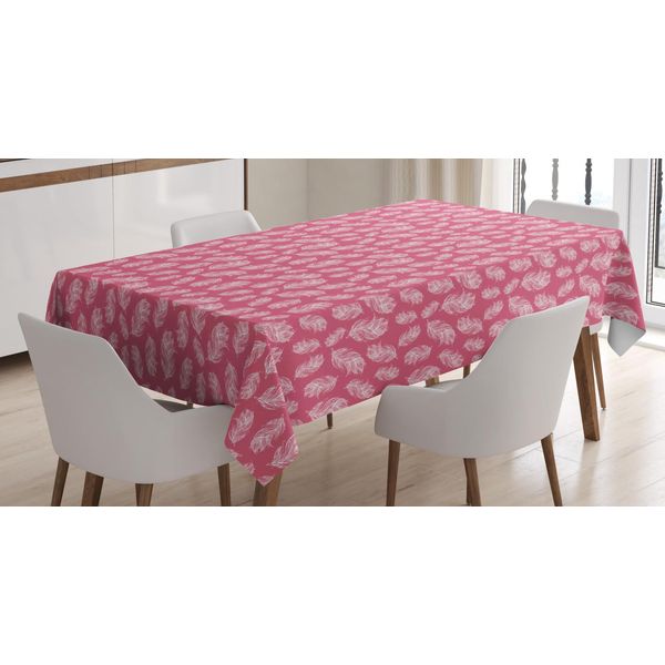 Abakuhaus Tovaglia Bohemien, Piume Astratte, Adatta Per Interni Ed Esterni, Lavabile, Stampa Chiara, Non Sbiadisce, 140 X 170 Cm, Rosa Pastello E Bianco-image