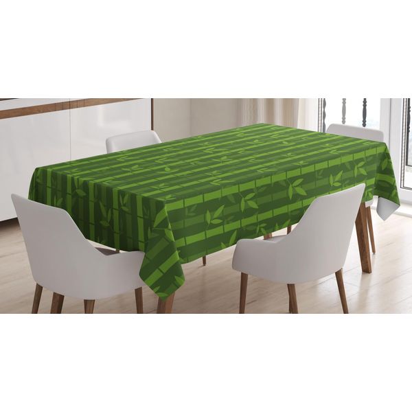 Abakuhaus Tovaglia Stampata In Bambù, Verde Oliva E Verde Lime, Adatta Per Interni Ed Esterni Lavabile Stampa Chiara Nessuno Scolorimento, 140 X 170 Cm, Tessitura Giapponese-image