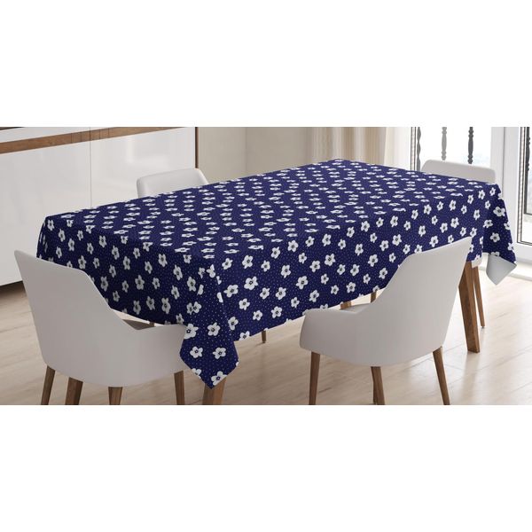 Abakuhaus Tovaglia A Fiori, Motivo Vigna In Fiore, Adatta Per Interni Ed Esterni, Lavabile, Stampa Chiara, Non Sbiadisce, 140 X 170 Cm, Indaco E Bianco-image