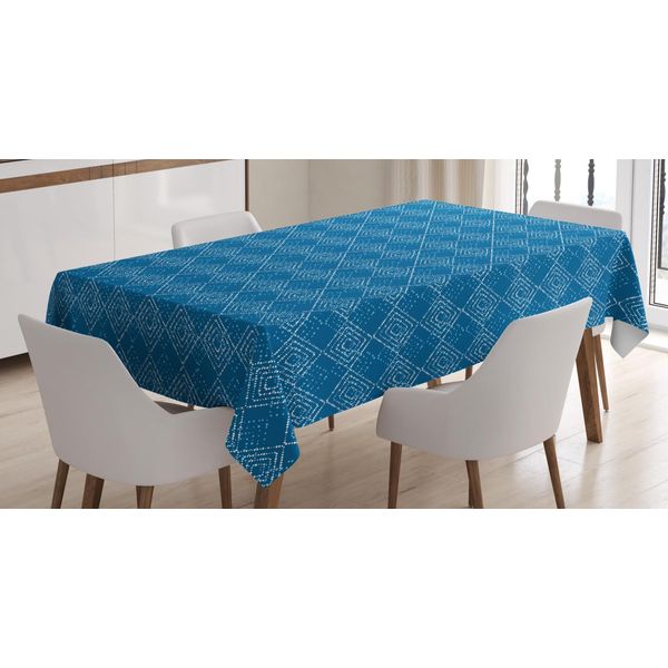 Abakuhaus Tovaglia Astratta, Simplistic Dots Rhombuses, Adatta Per Interni Ed Esterni Lavabile Stampa Chiara Nessuno Sbiadimento, 140 X 170 Cm, Blu Mare E Azzurro Pallido-image