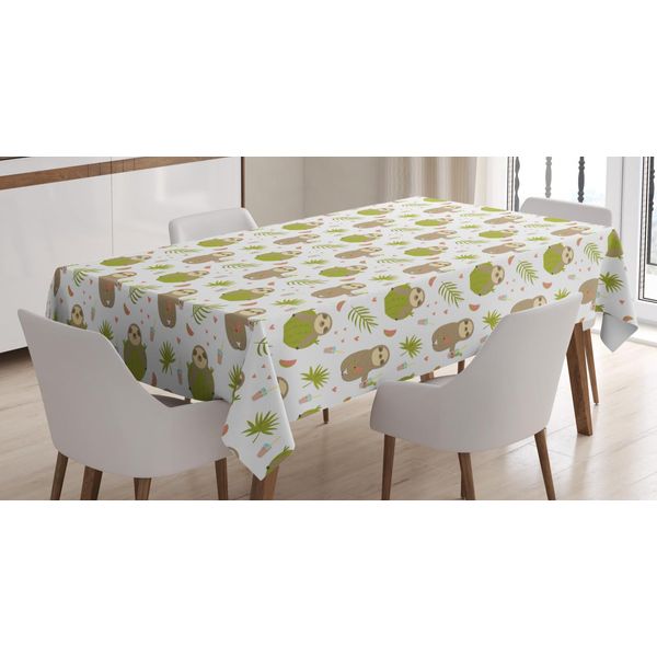Abakuhaus Tovaglia Con Caricature, Sloth Cocktails, Adatta Per Interni Ed Esterni Lavabile Stampa Chiara Nessuno Scolorimento, 140 X 170 Cm, Bianco Multicolore-image