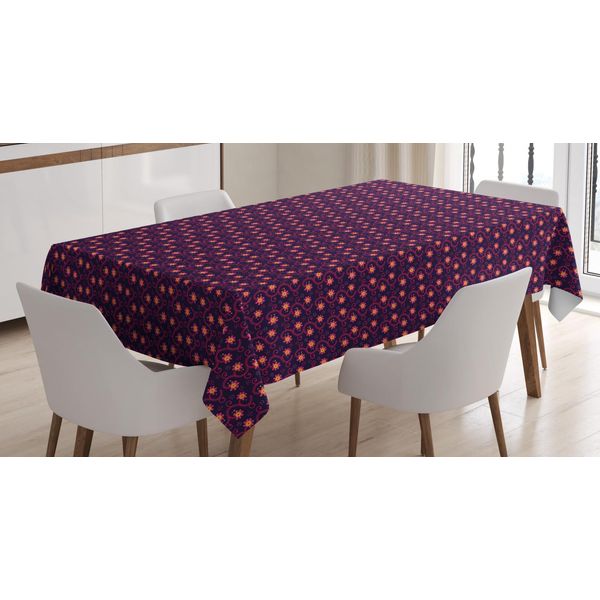 Abakuhaus Tovaglia A Fiori, Linea Floreale Vorticosa, Adatta Per Interni Ed Esterni Lavabile Stampa Chiara Nessuno Sbiadimento, 140 X 170 Cm, Viola Scuro Magenta-image
