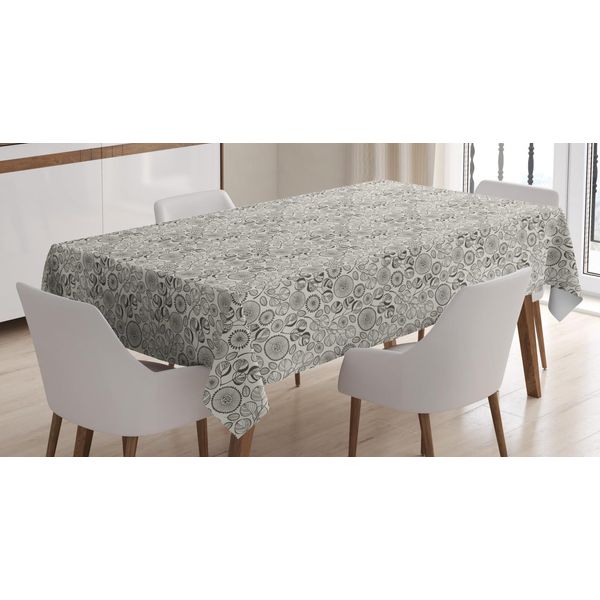 Abakuhaus Tovaglia Floreale, Fiori Astratti Monocromatici, Adatta Per Interni Ed Esterni, Lavabile, Stampa Chiara, Non Sbiadisce, 140 X 170 Cm, Color Seppia Scuro Eggshell-image