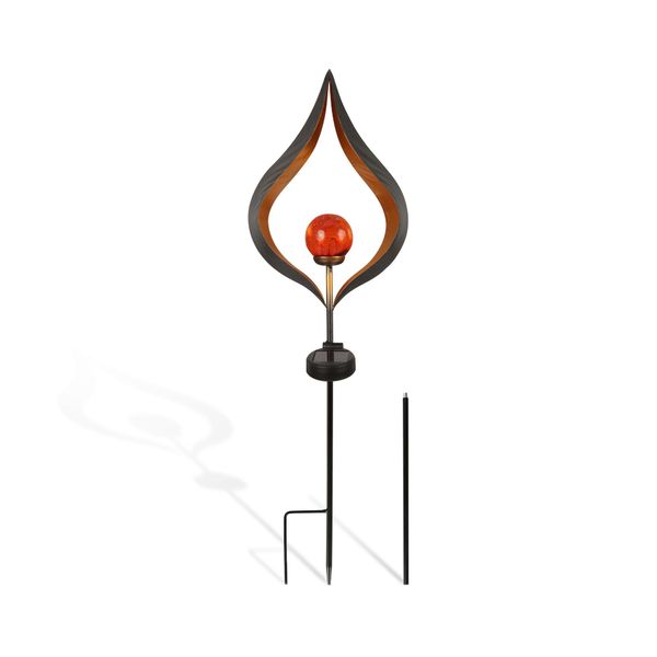Lampada Solare Per Esterni - Scultura Di Luce (Goccia) Fiamma Led - Luce Solare Resistente Alle Intemperie Decorazione Del Giardino - Lampada In Metallo Luce Del Sentiero-image