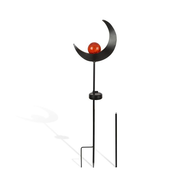 Lampada Solare Per Esterni - Scultura Luminosa (Mezzaluna) Fiamma Led - Luce Solare Resistente Alle Intemperie Decorazione Del Giardino - Lampada In Metallo Luce Del Sentiero-image