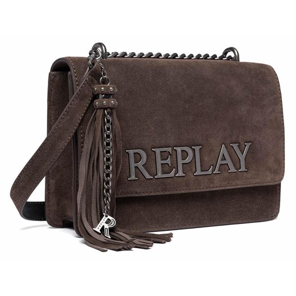Replay Pelle Borsa A Tracolla Crossbody Bag Dk Brown Wood Marrone Scuro-image