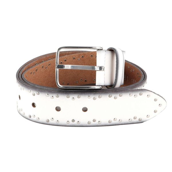 Vanzetti Pelle Cintura Denim Love 35Mm Full Leather Belt W110 White Bianco-image