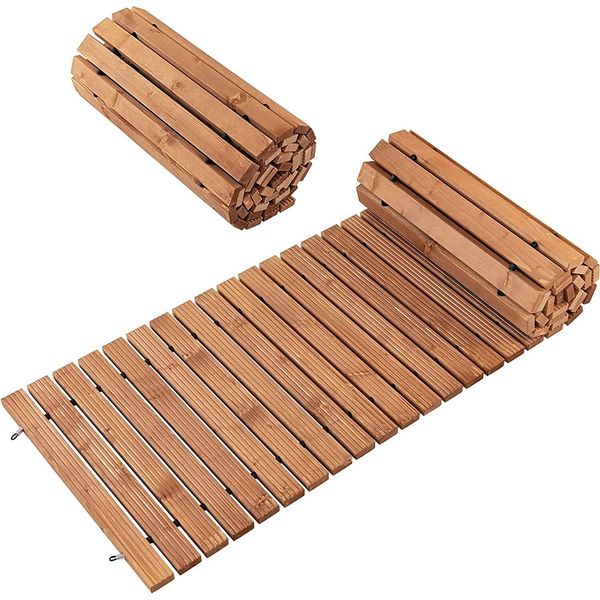 Costway Sentiero Da Giardino In Legno Arrotolabile, 245 Cm, Sentiero Arrotolabile Con Filo D'acciaio, Sentiero Per Giardino, Cortile (Larghezza 55 Cm)-image