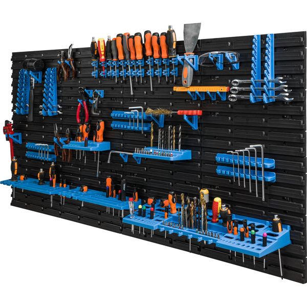 Parete Attrezzi 154 X 78 Cm Scaffale Per Officina Porta Attrezzi Porta Attrezzi Blu Garage In Plastica Parete Per Officina-image