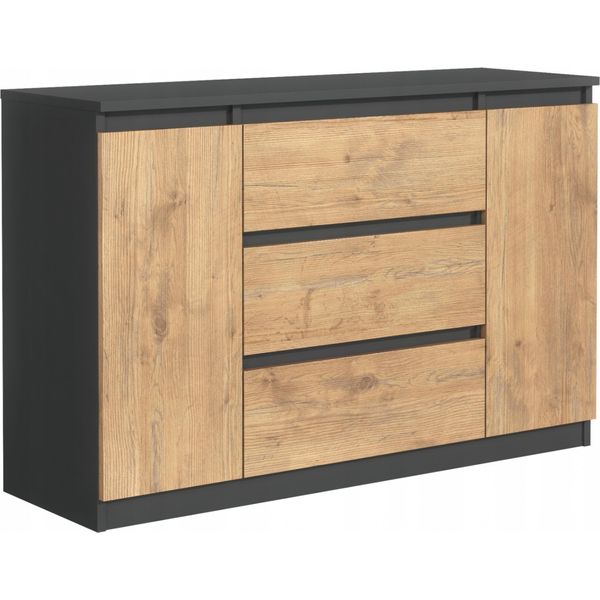 Cassettiera, Antracite, Rovere Lancelot, 120 X 78 X 39 Cm, 2 Ante, 3 Cassetti-image