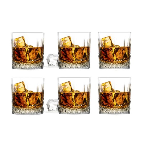 6 Bicchieri Da Whisky 280Ml Con Rilievo Bicchieri Da Acqua Bicchieri Da Succo Bicchieri Da Long Drink Bicchieri Da Cocktail-image